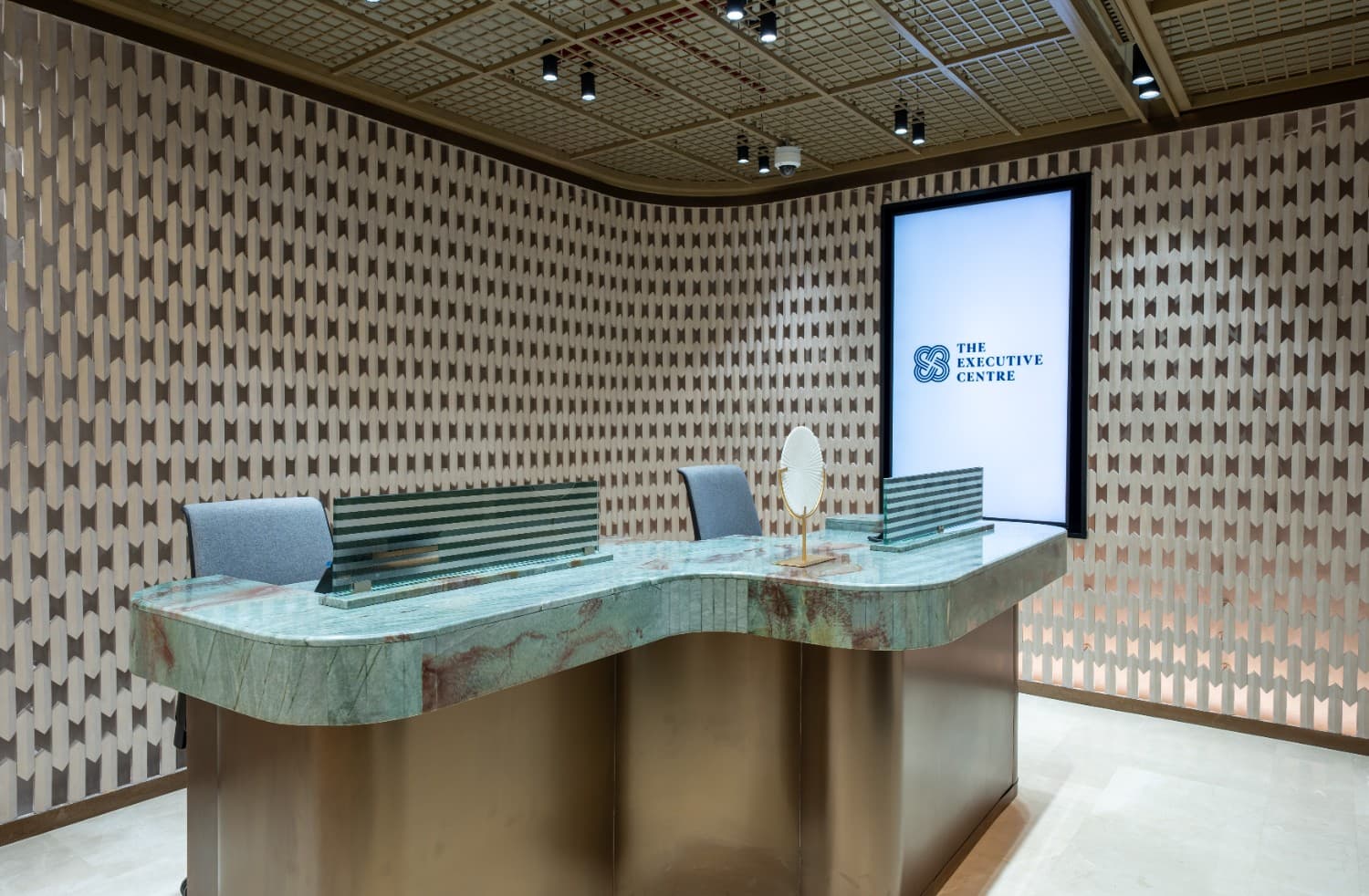 Reception area at The Earth Centre in Bangalore, featuring modern furnishings and a welcoming atmosphere