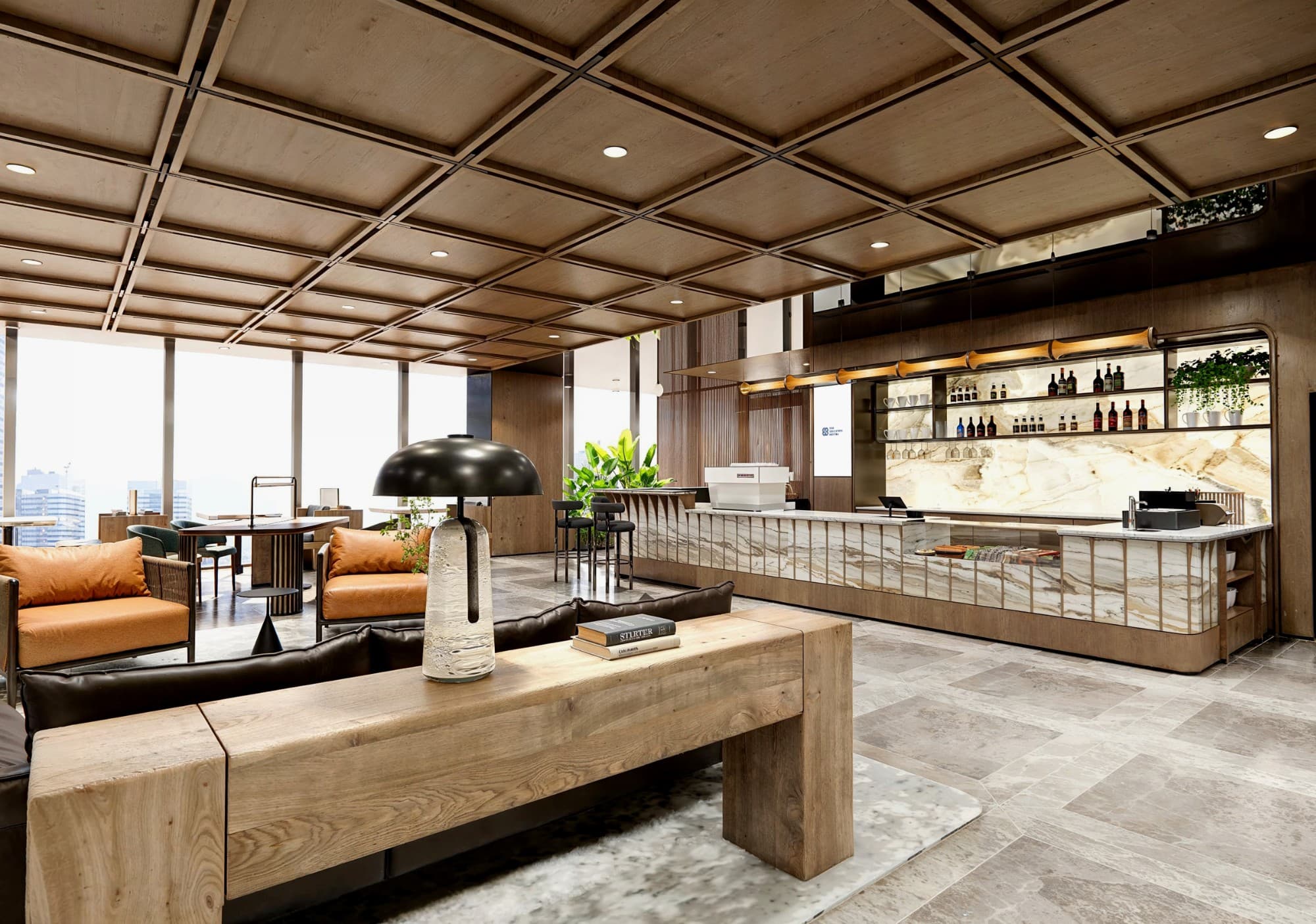 Coworking lounge with Barista Bar at Six NEO L28 in Manila