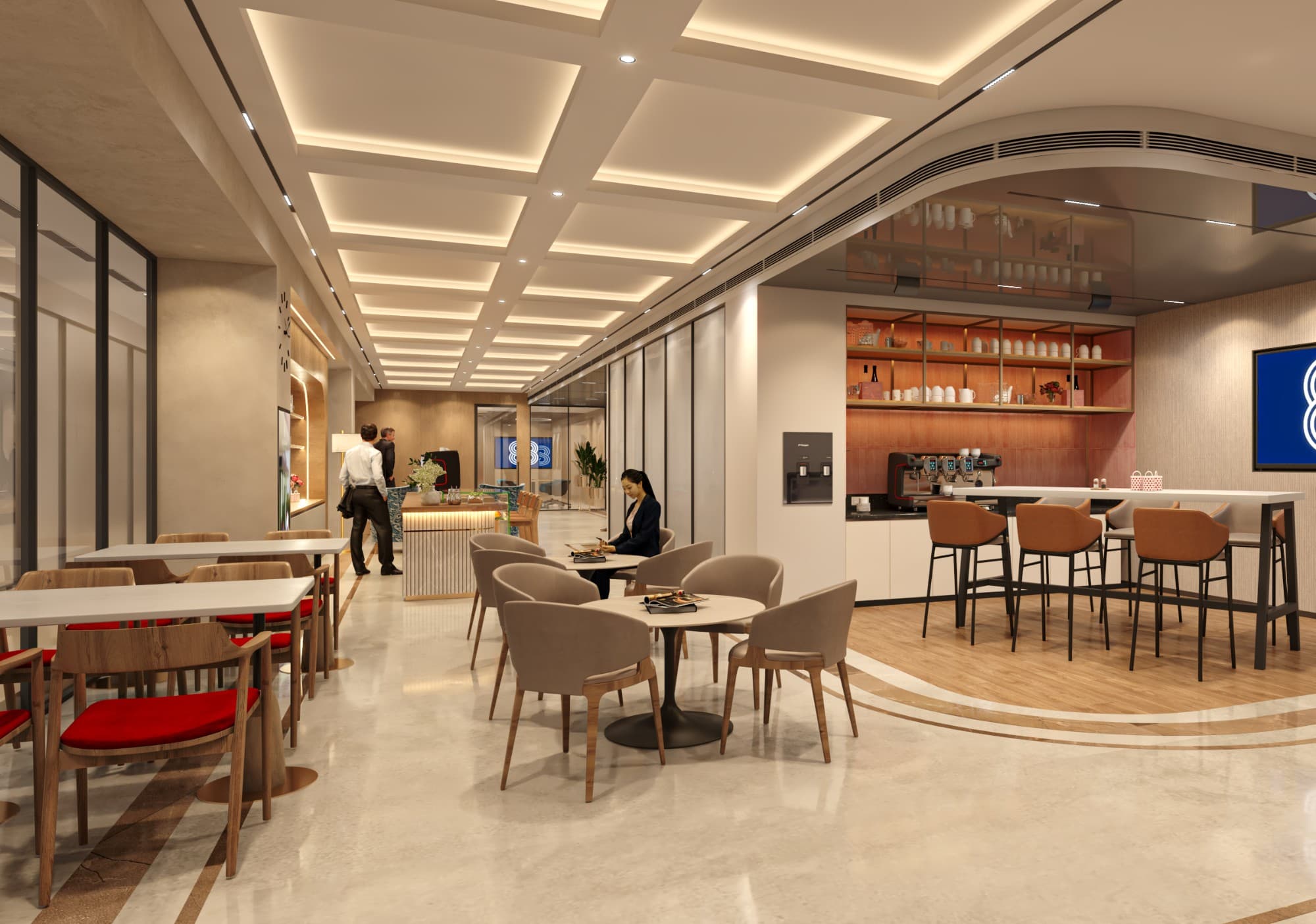 Breakout area at Raheja 3F in Mumbai, featuring comfortable seating and collaborative workspace