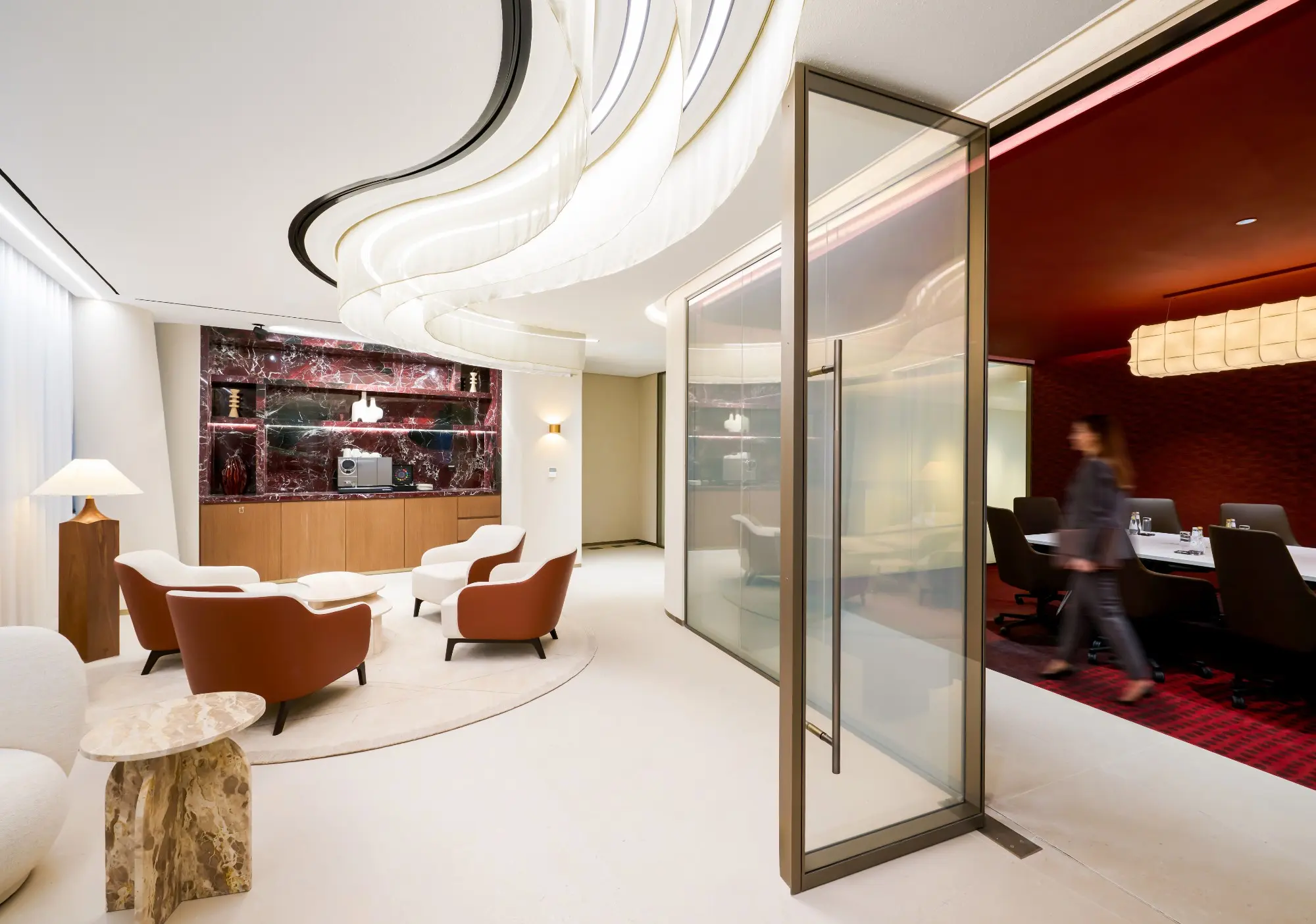 VIP Meeting Room in KAFD 2.08, featuring modern furnishings and a spacious layout
