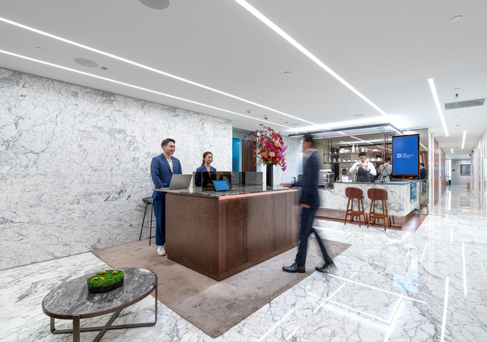 Reception area at The Executive Centre Shanghai HKRI 1 showcasing a modern welcome space in Shanghai office center