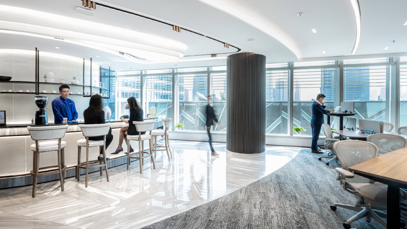 TEC 电竞菠菜宽敞的共享办公区适合人际交流、商务沟通与非正式会议