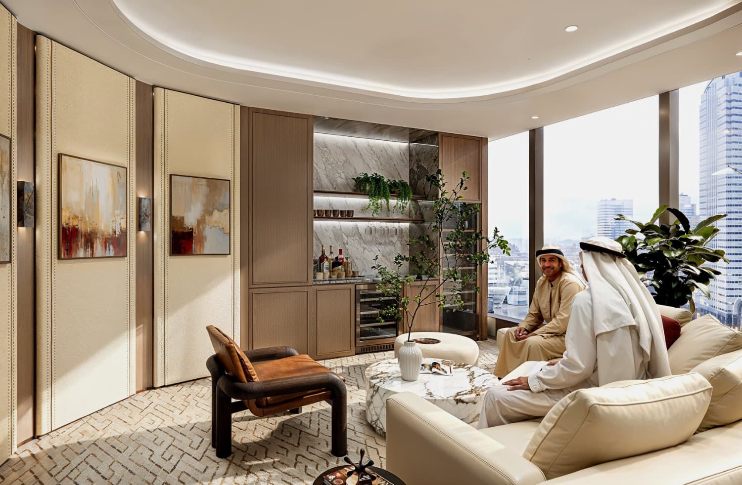 The Members Lounge at Sweid One L2-3 in Dubai, showcasing comfortable seating and a casual atmosphere
