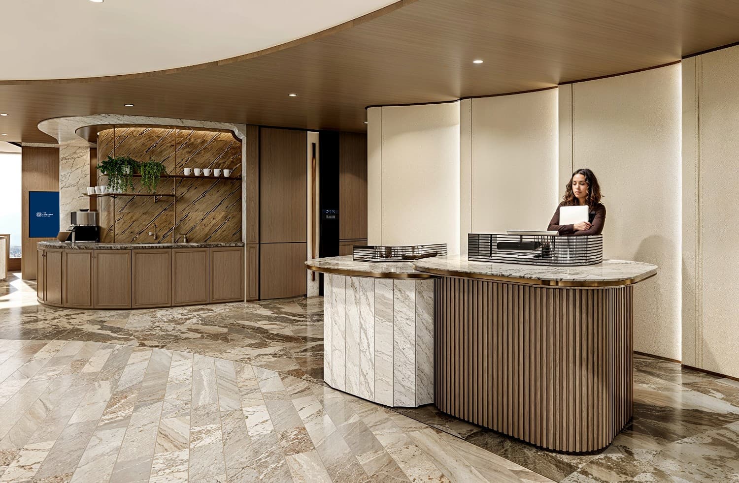 Reception area at Sweid One L2-3 in Dubai, featuring modern furnishings and a welcoming ambiance